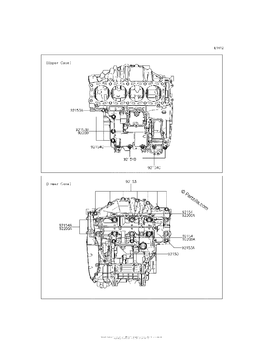 Diagrama de CRANKCASE BOLT PATTERN