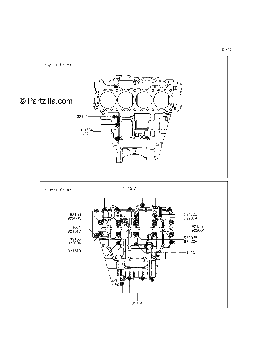 Diagrama de CRANKCASE BOLT PATTERN