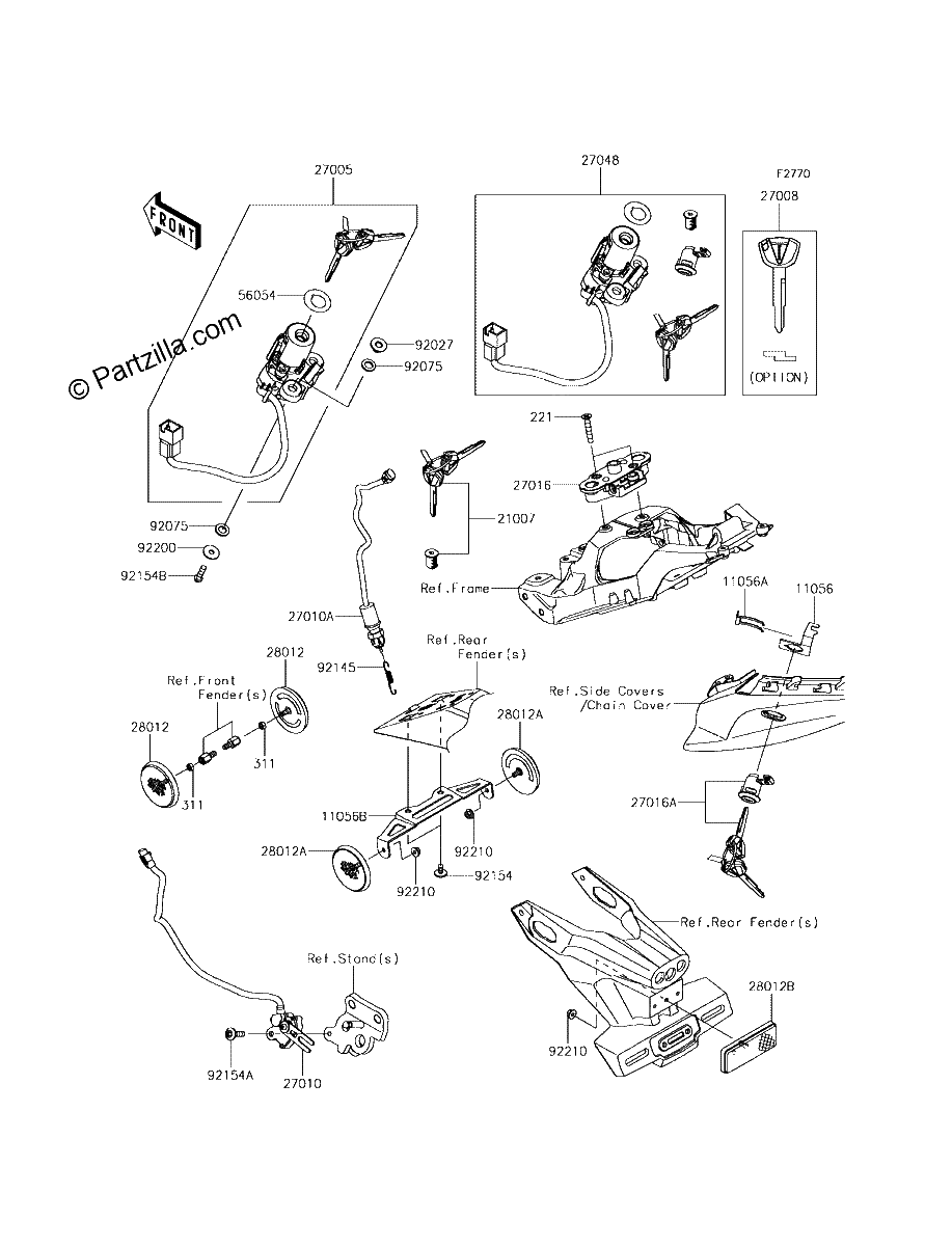 Diagrama de IGNITION SWITCH LOCKS REFLECTORS