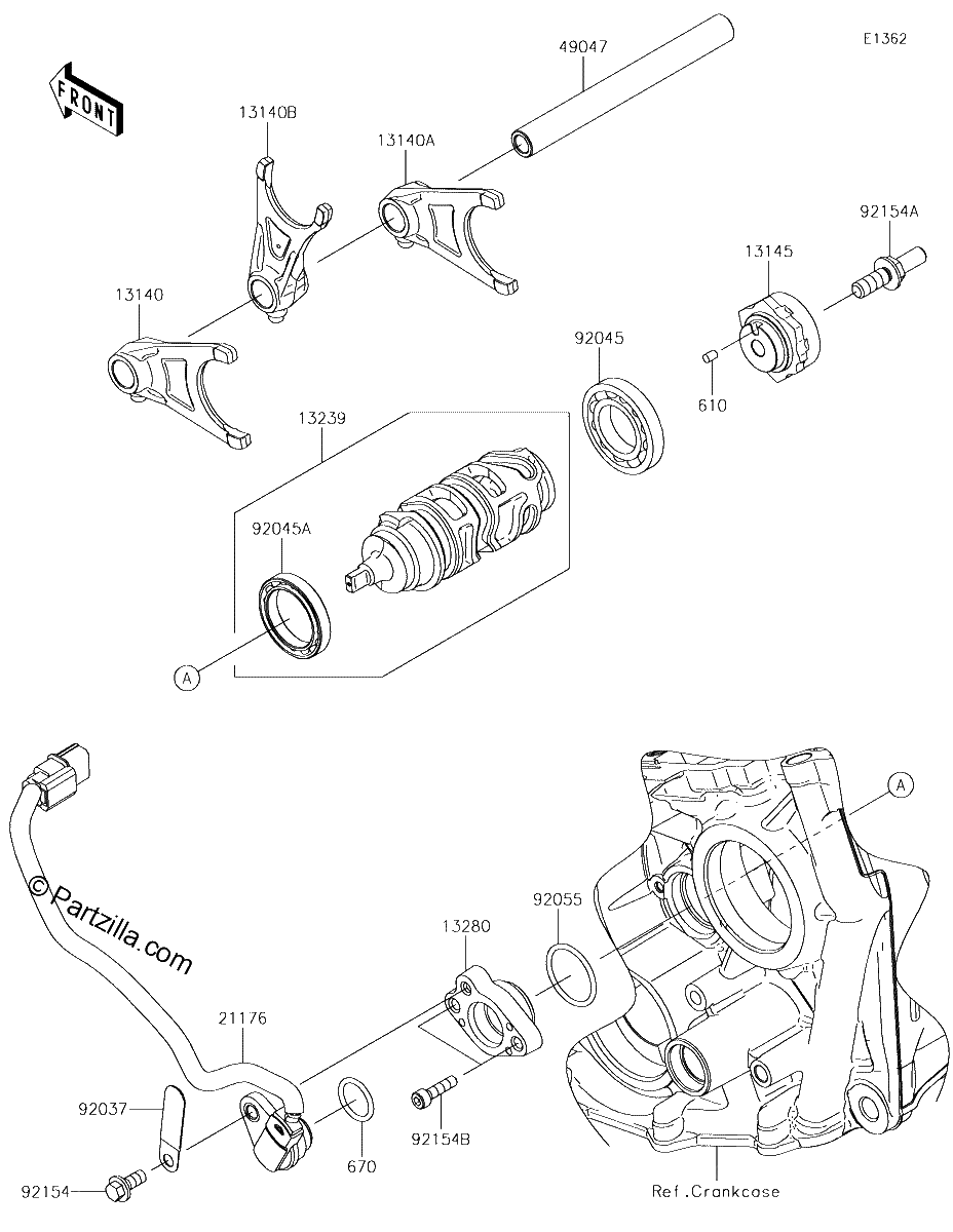 Diagrama de GEAR CHANGE DRUM SHIFT FORK S