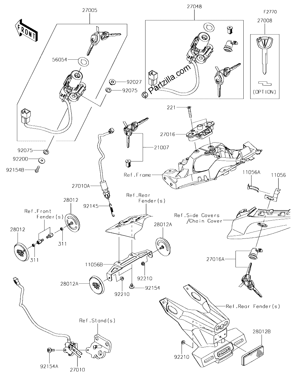 Diagrama de IGNITION SWITCH LOCKS REFLECTORS