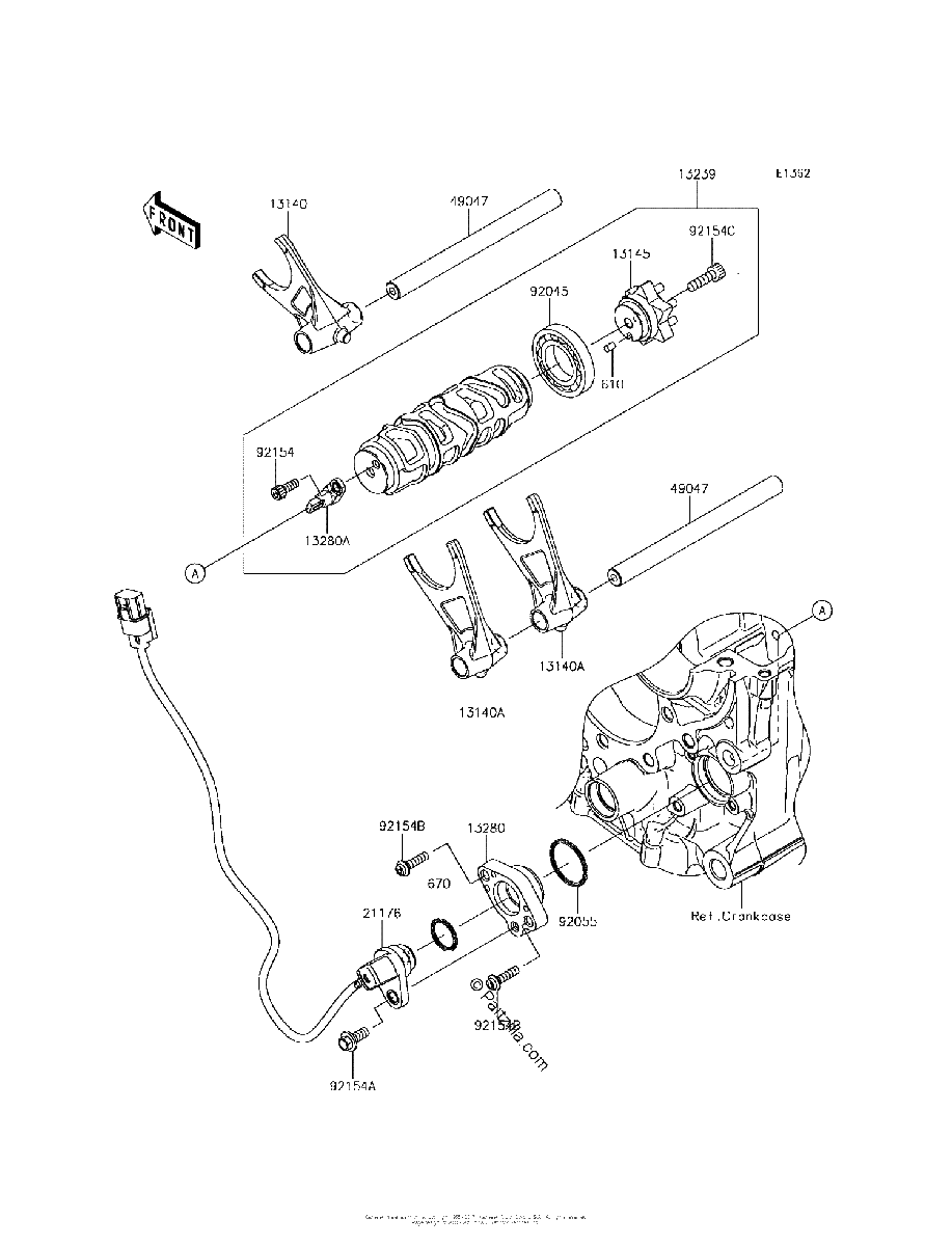 Diagrama de GEAR CHANGE DRUM SHIFT FORK S