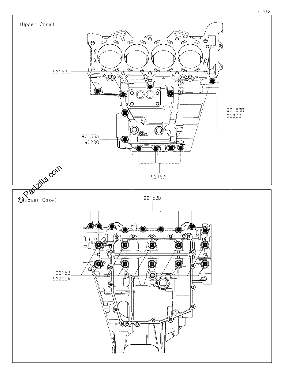Diagrama de CRANKCASE BOLT PATTERN