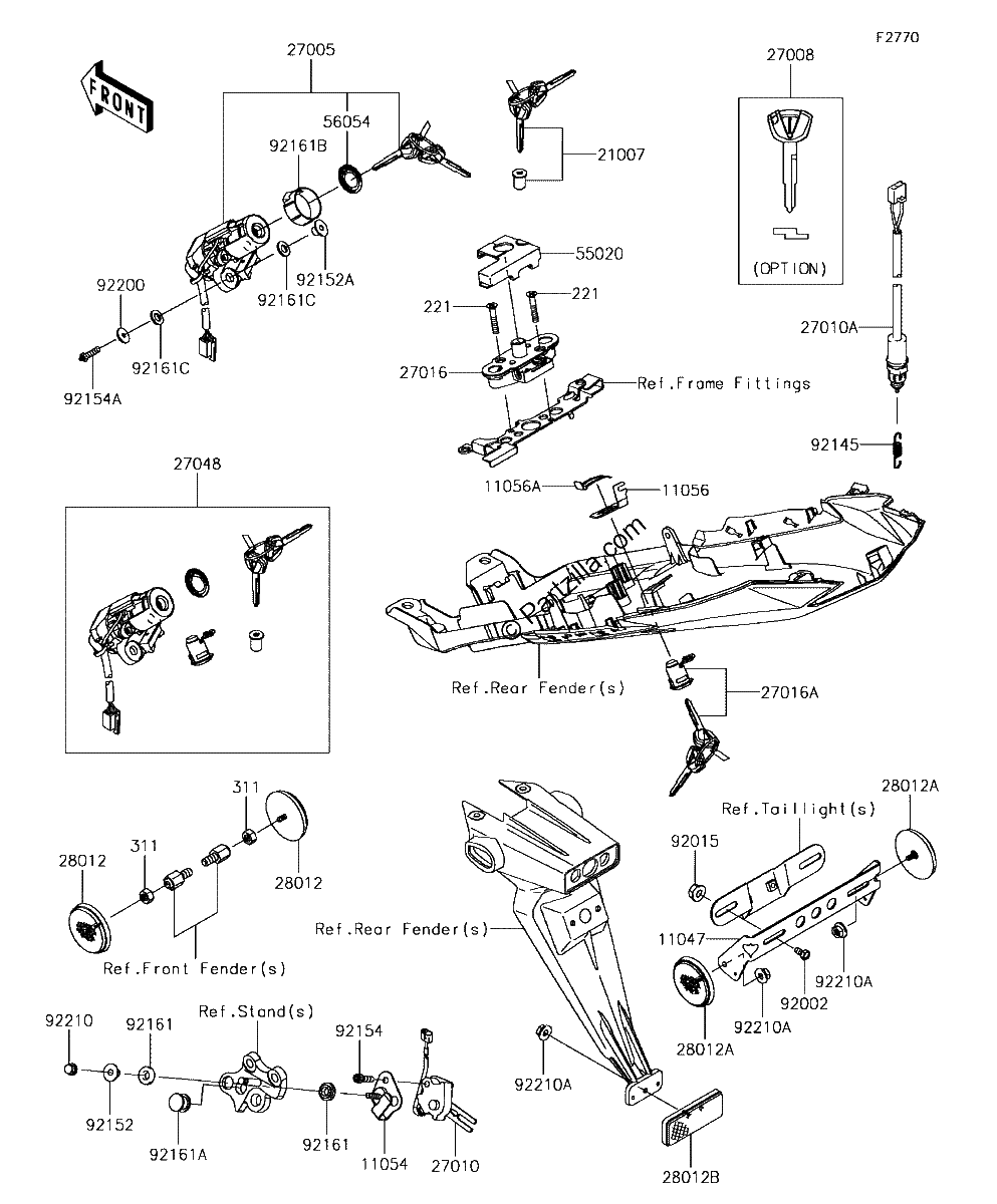 Diagrama de IGNITION SWITCH LOCKS REFLECTORS