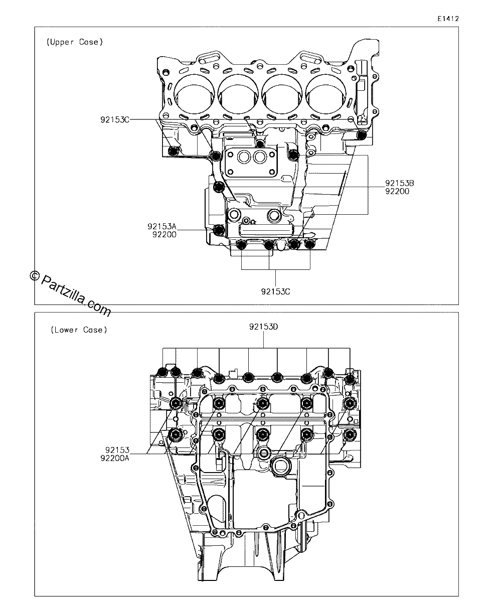 Diagrama de CRANKCASE BOLT PATTERN