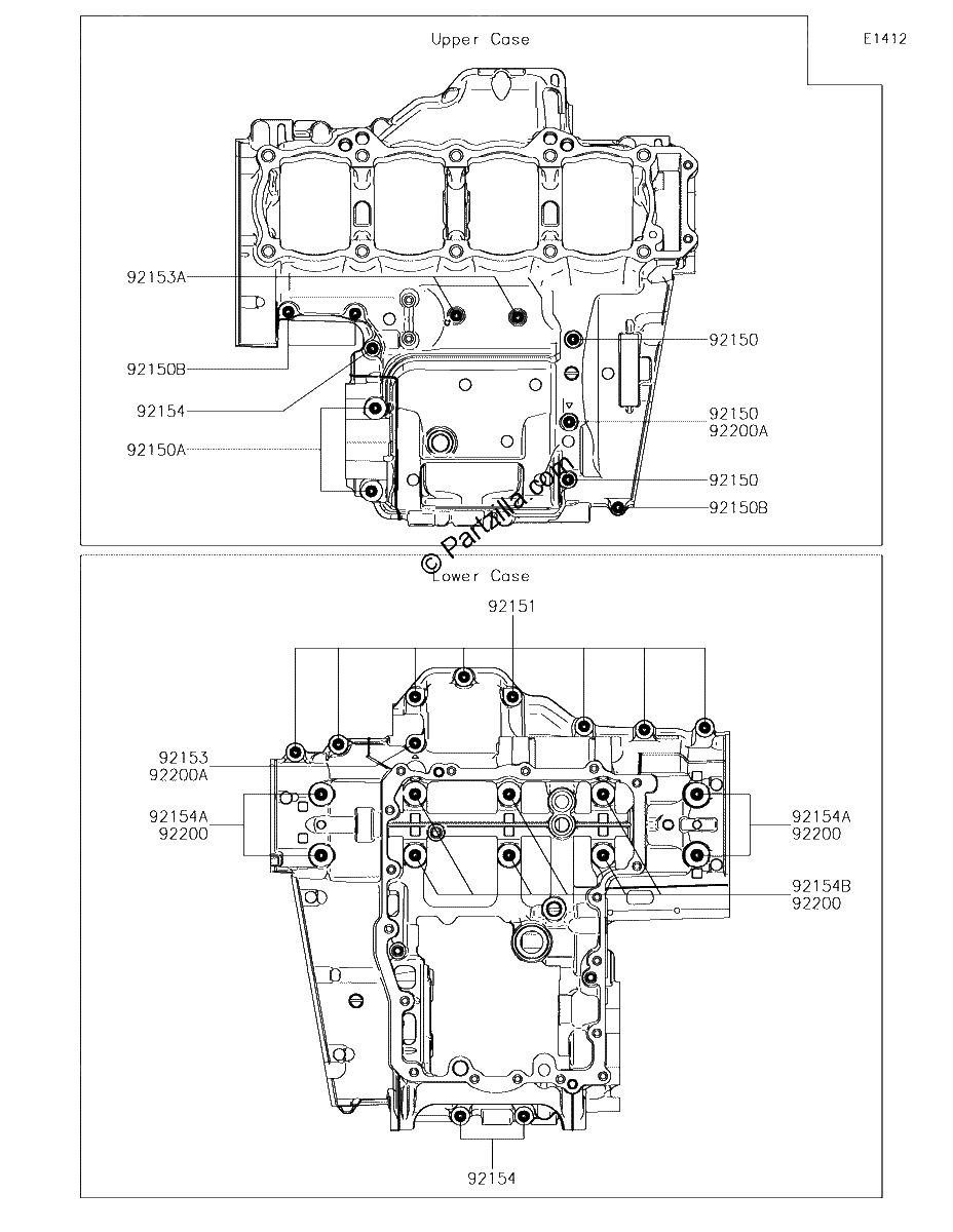 Diagrama de CRANKCASE BOLT PATTERN