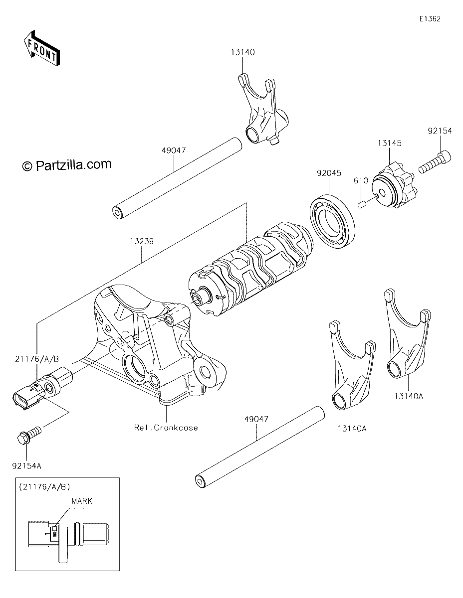 Diagrama de GEAR CHANGE DRUM SHIFT FORK S