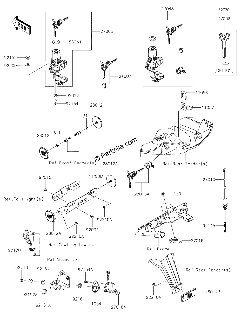 Diagrama de IGNITION SWITCH LOCKS REFLECTORS