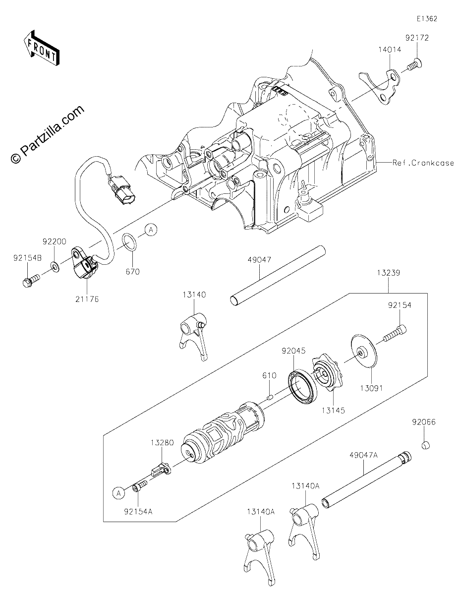 Diagrama de GEAR CHANGE DRUM SHIFT FORK S