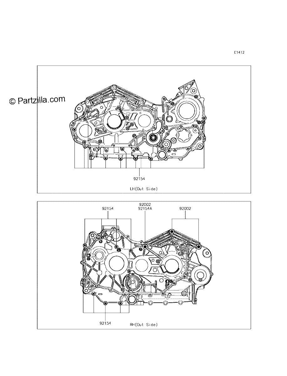 Diagrama de CRANKCASE BOLT PATTERN