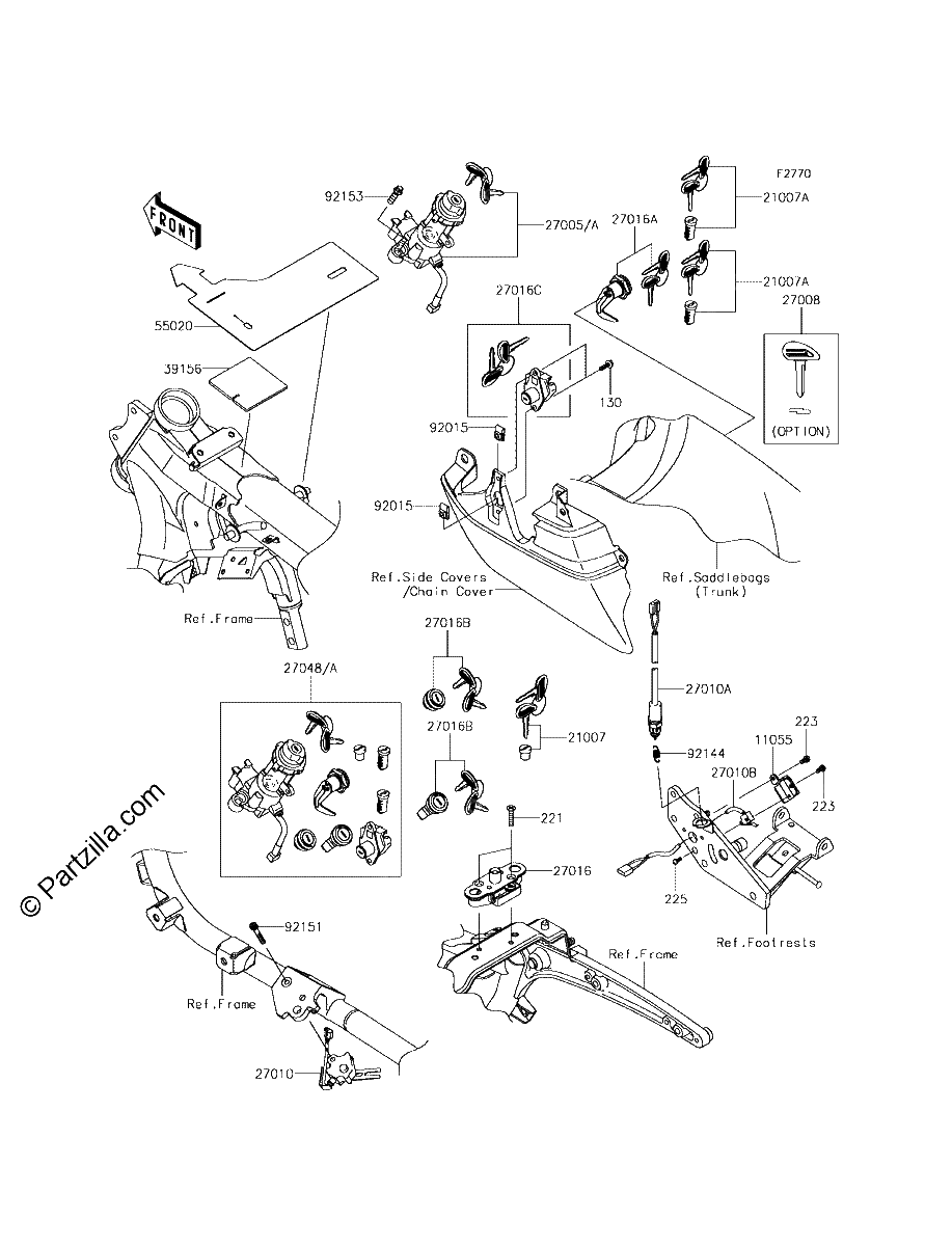 Diagrama de IGNITION SWITCH LOCKS REFLECTORS