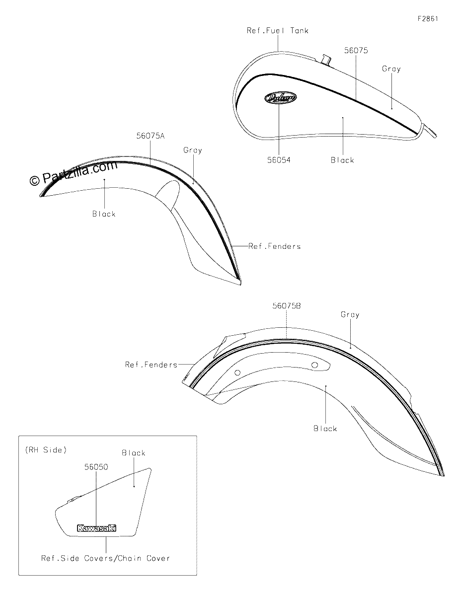 Diagrama de DECALS GRAY BLACK BHF