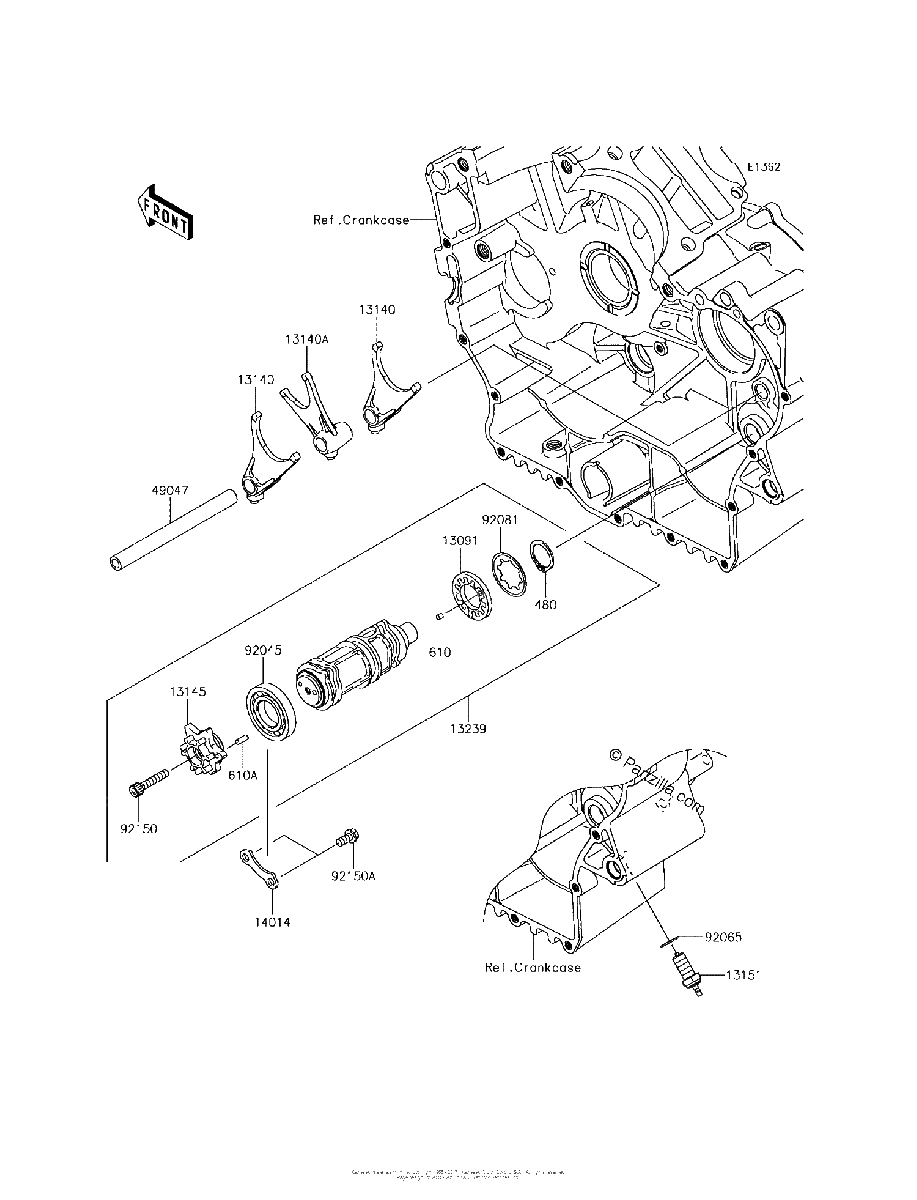 Diagrama de GEAR CHANGE DRUM SHIFT FORK S