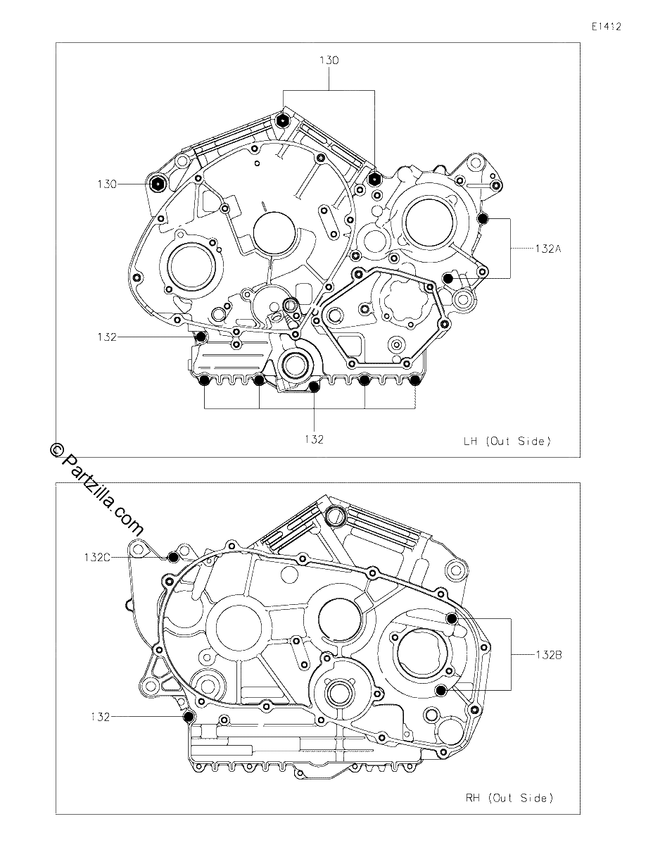 Diagrama de CRANKCASE BOLT PATTERN