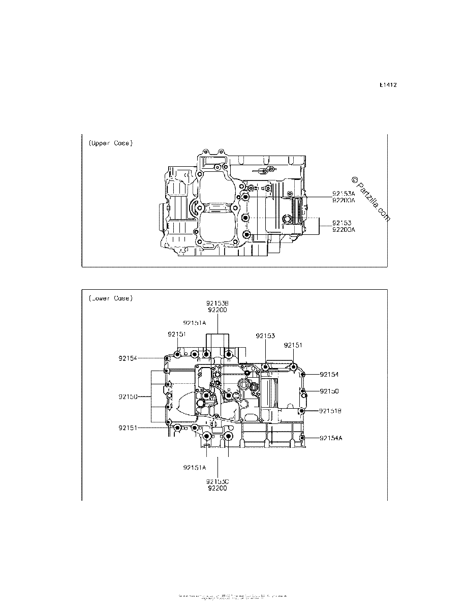 Diagrama de CRANKCASE BOLT PATTERN