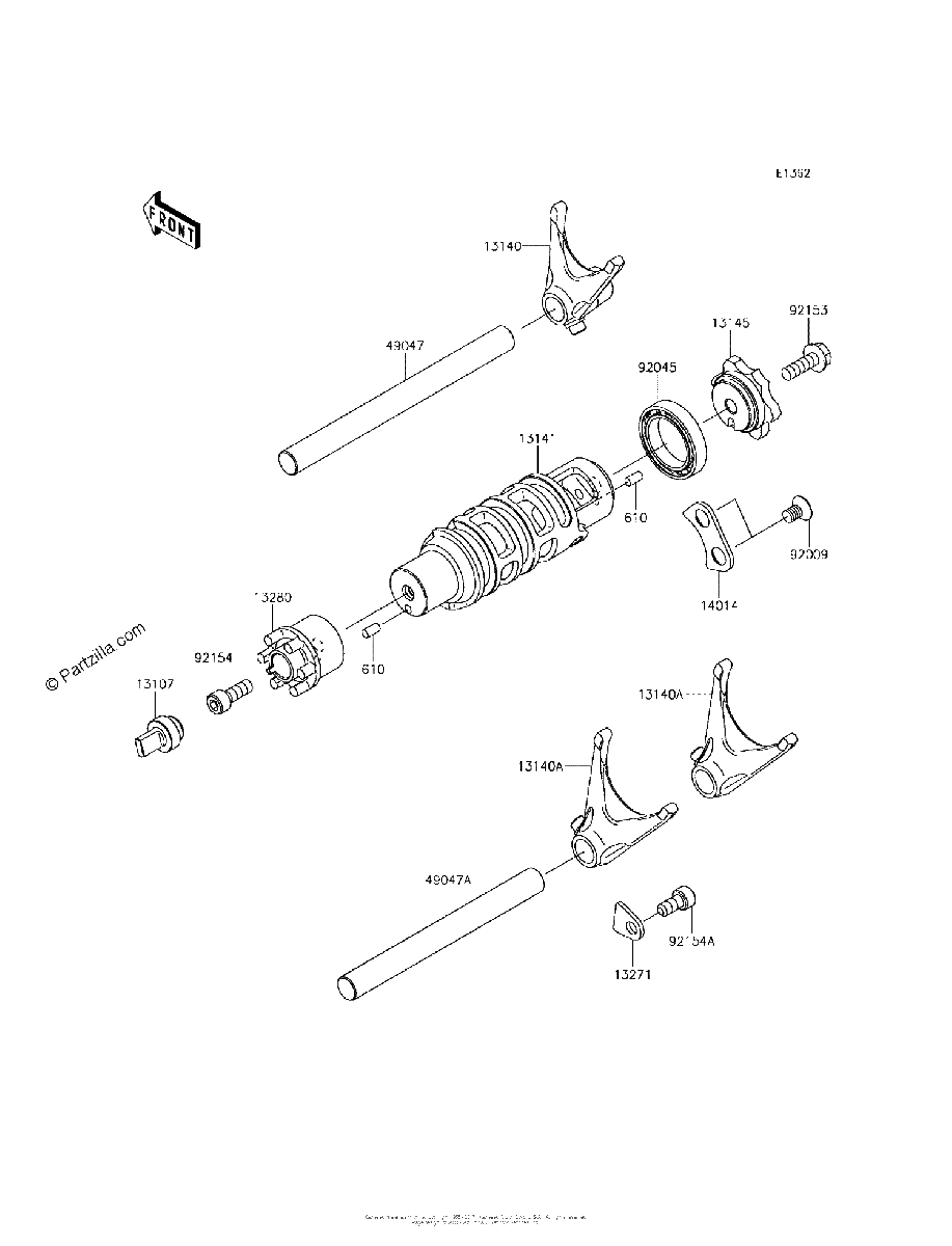 Diagrama de GEAR CHANGE DRUM SHIFT FORK S