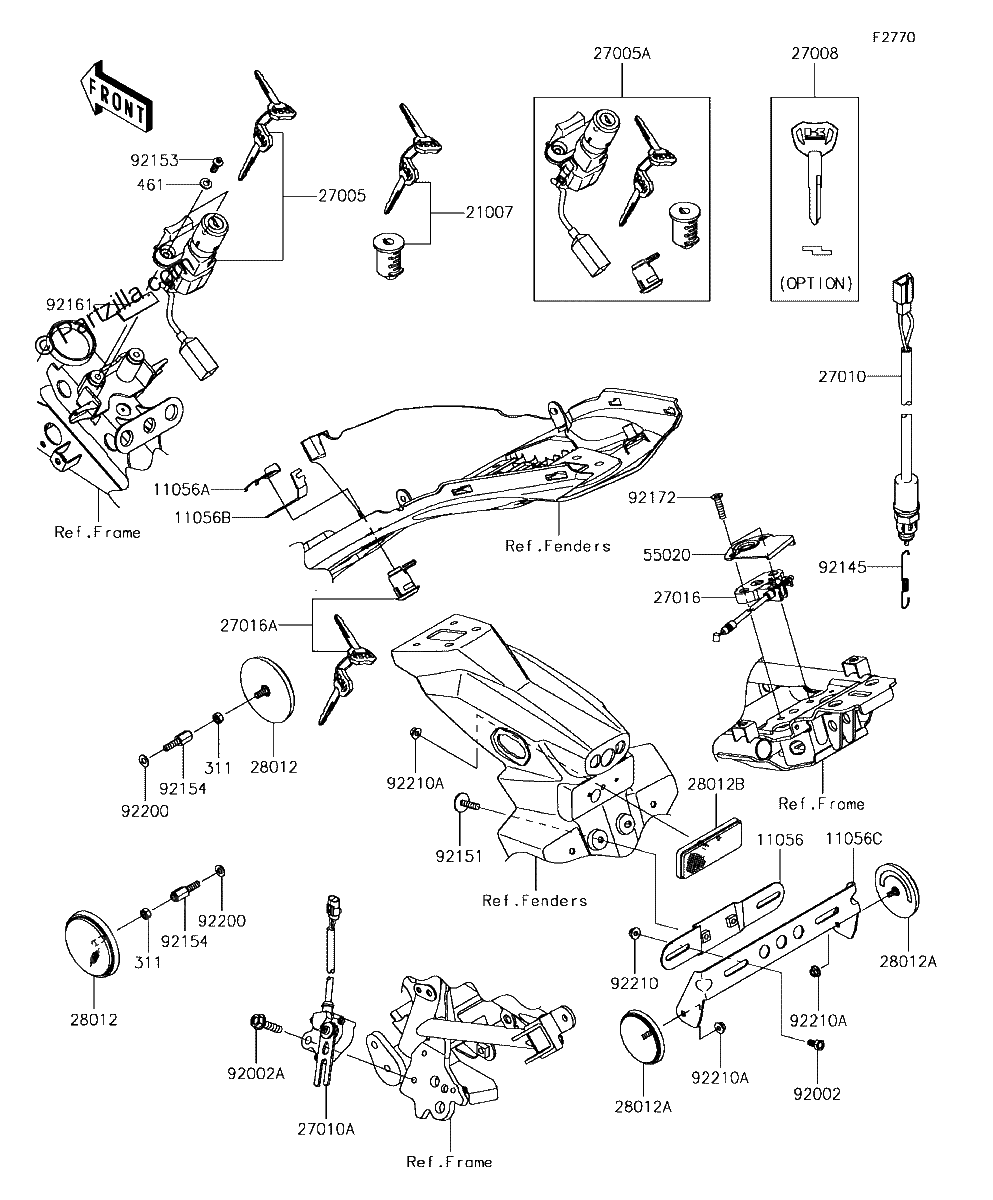 Diagrama de IGNITION SWITCH LOCKS REFLECTORS