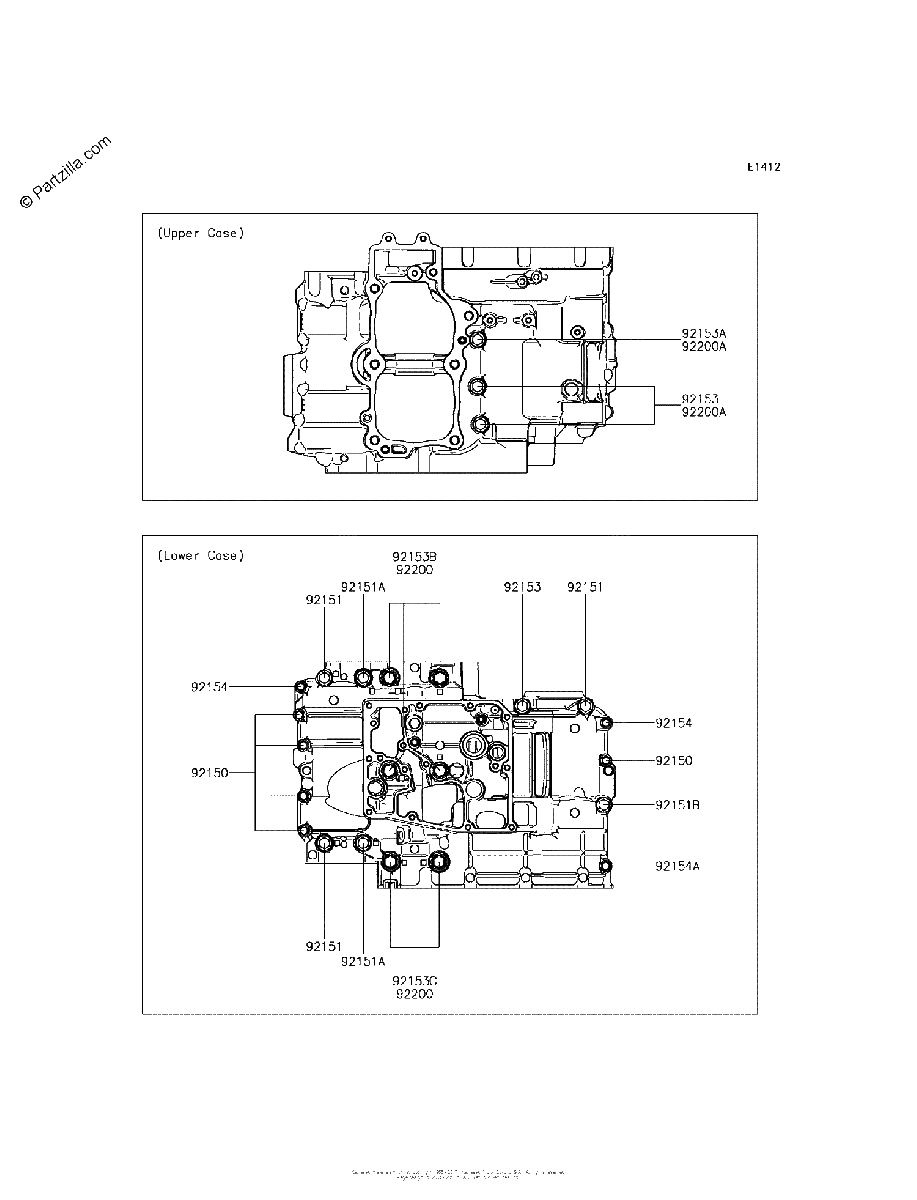 Diagrama de CRANKCASE BOLT PATTERN