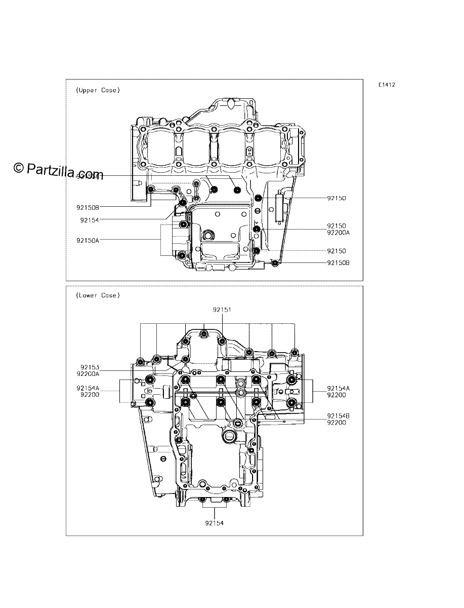 Diagrama de CRANKCASE BOLT PATTERN