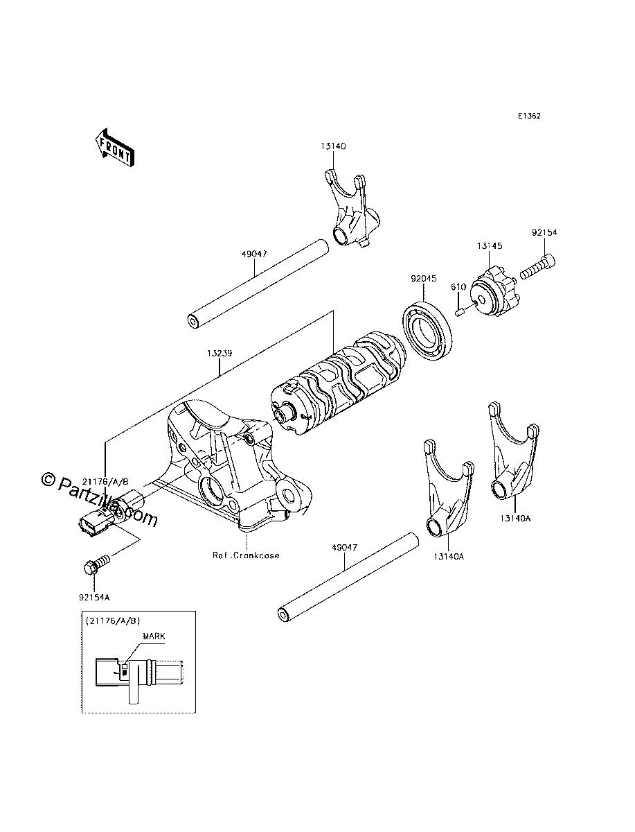 Diagrama de GEAR CHANGE DRUM SHIFT FORK S