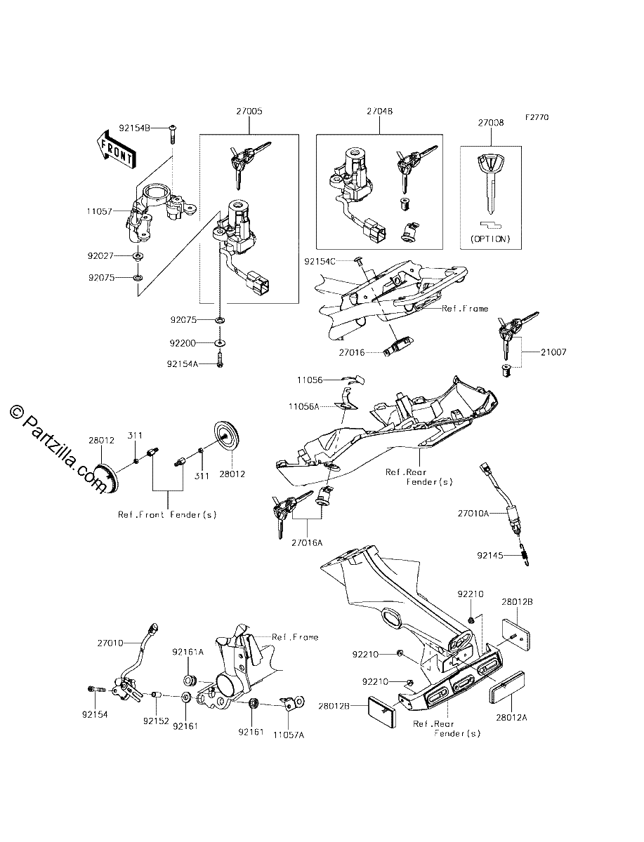 Diagrama de IGNITION SWITCH LOCKS REFLECTORS