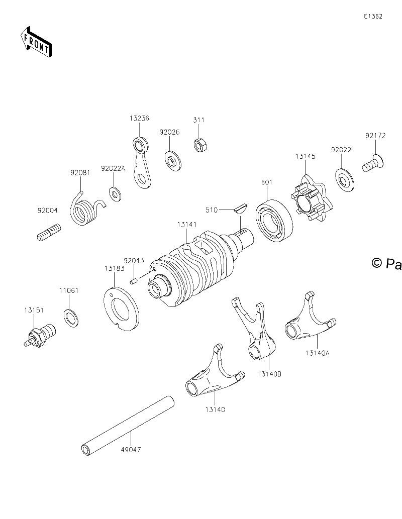 Diagrama de GEAR CHANGE DRUM SHIFT FORK S