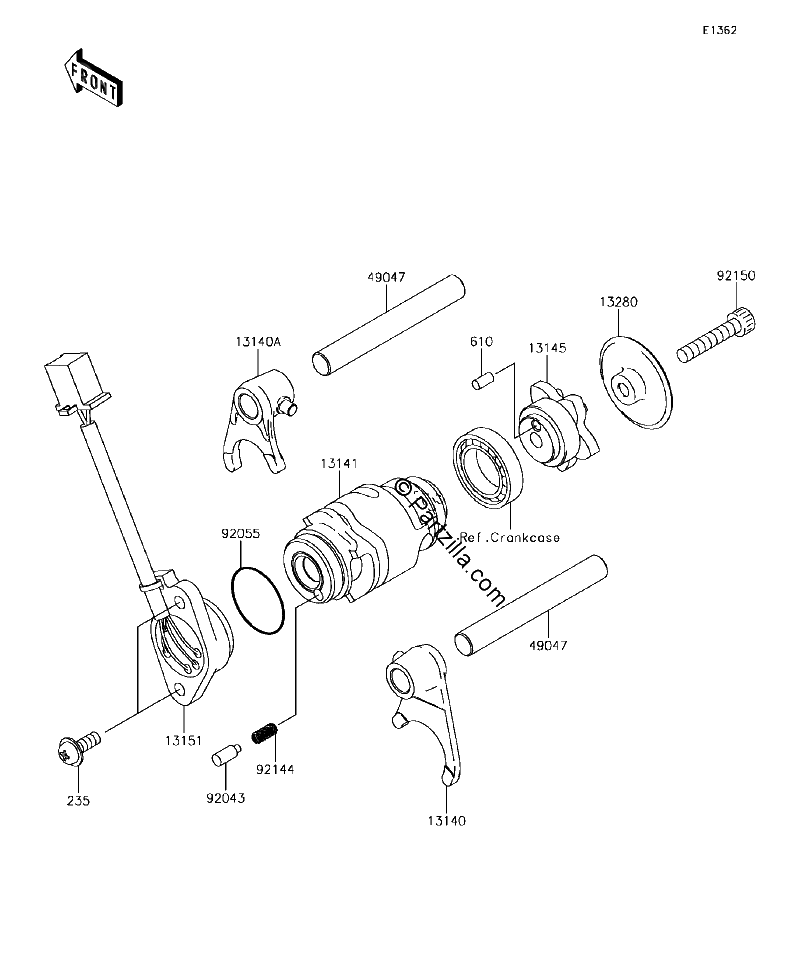Diagrama de GEAR CHANGE DRUM SHIFT FORK S