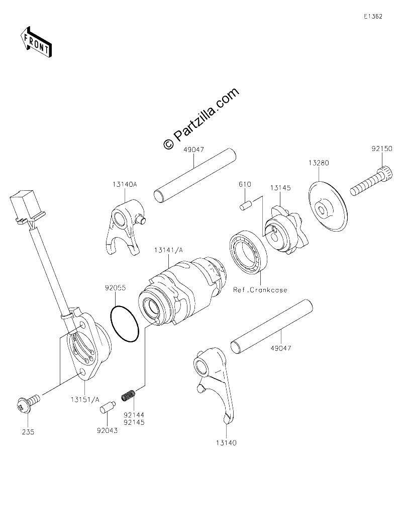 Diagrama de GEAR CHANGE DRUM SHIFT FORK S