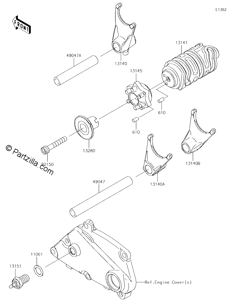 Diagrama de GEAR CHANGE DRUM SHIFT FORK S