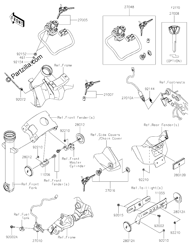 Diagrama de IGNITION SWITCH LOCKS REFLECTORS