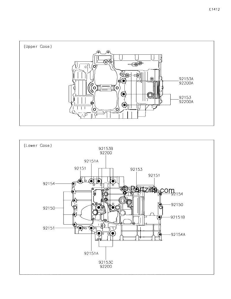 Diagrama de CRANKCASE BOLT PATTERN