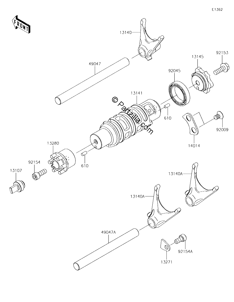 Diagrama de GEAR CHANGE DRUM SHIFT FORK S