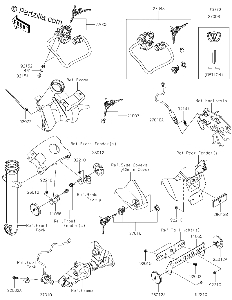 Diagrama de IGNITION SWITCH LOCKS REFLECTORS