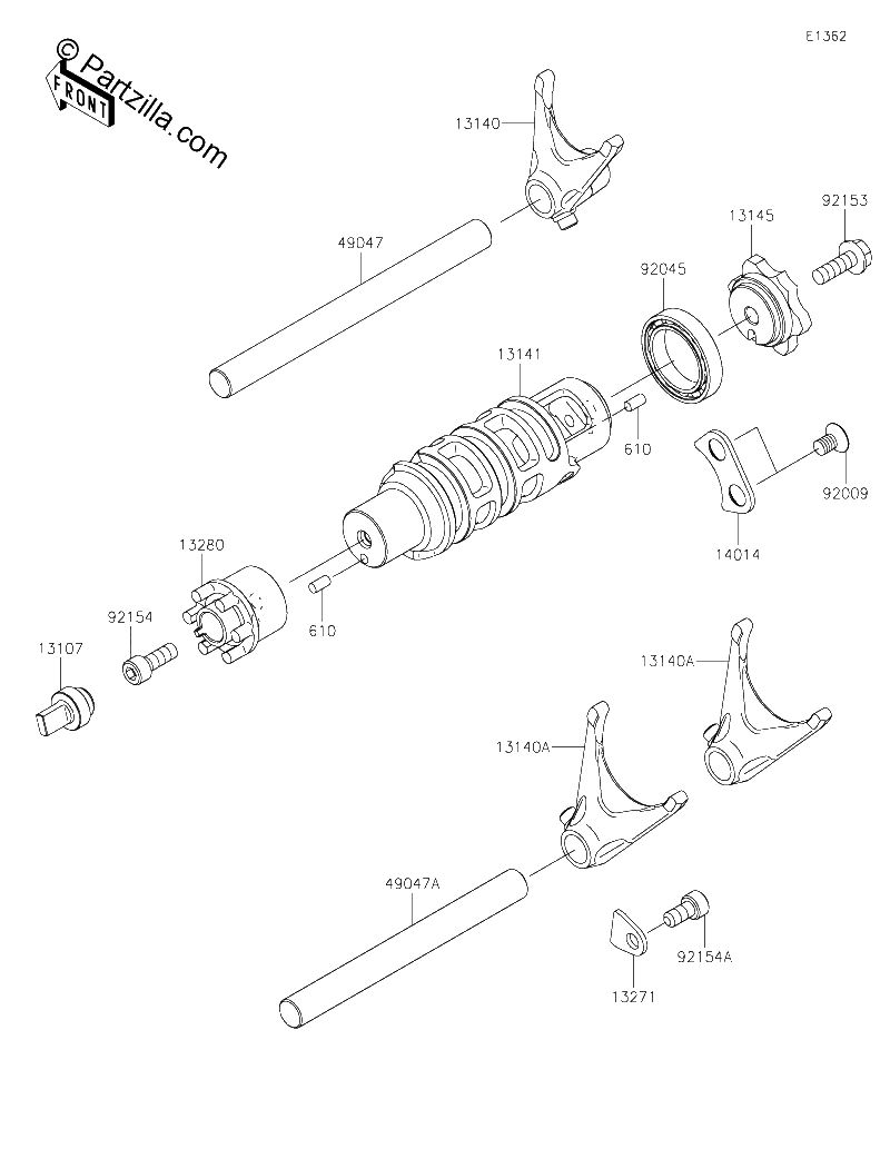 Diagrama de GEAR CHANGE DRUM SHIFT FORK S