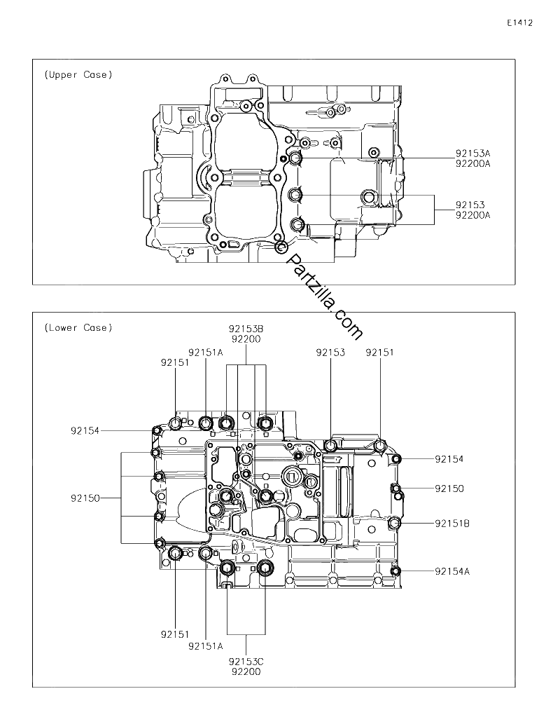 Diagrama de CRANKCASE BOLT PATTERN