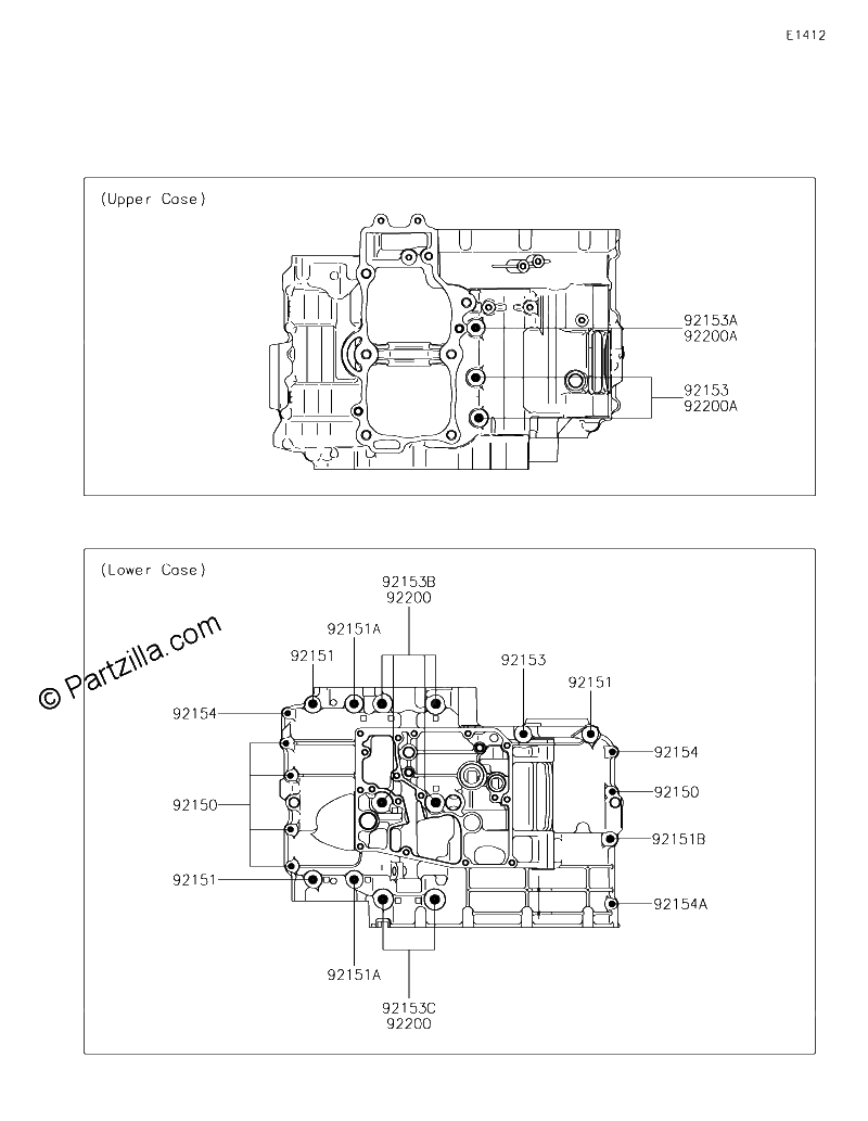 Diagrama de CRANKCASE BOLT PATTERN