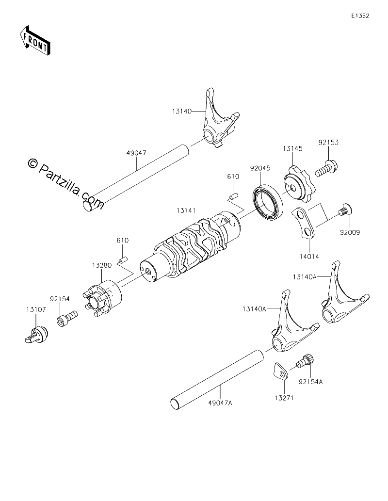 Diagrama de GEAR CHANGE DRUM SHIFT FORK S