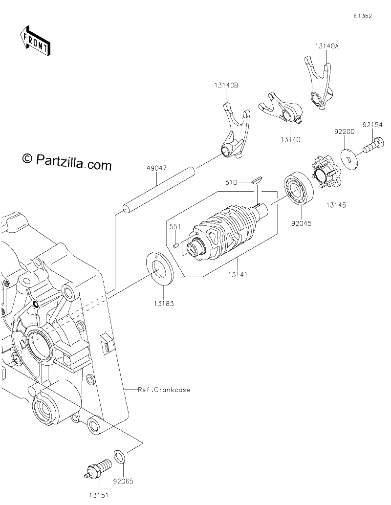 Diagrama de GEAR CHANGE DRUM SHIFT FORK S