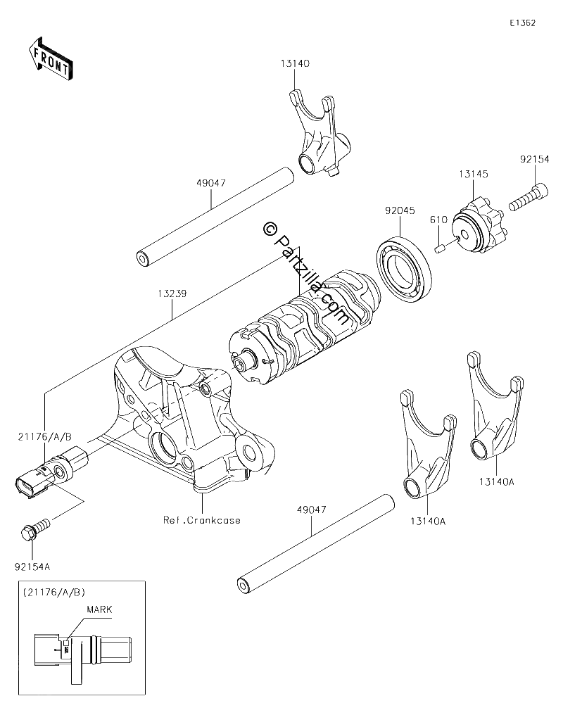 Diagrama de GEAR CHANGE DRUM SHIFT FORK S