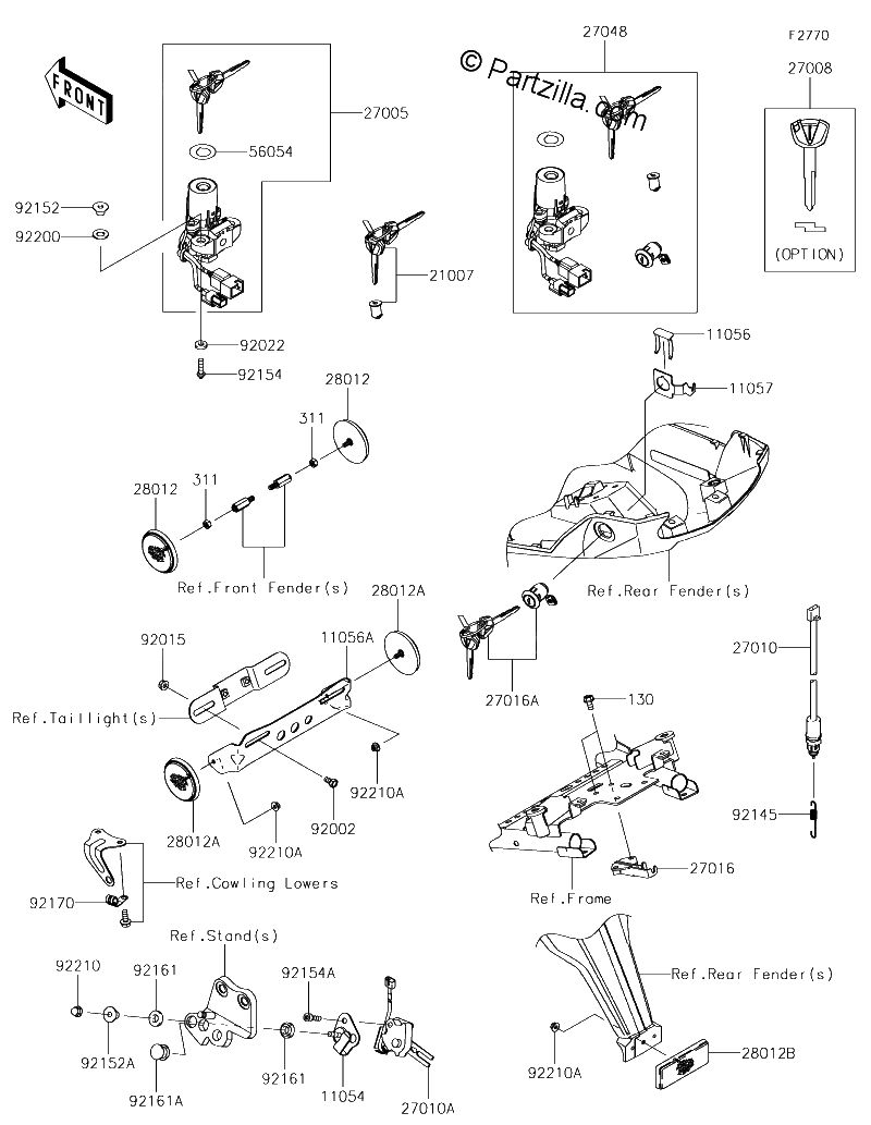 Diagrama de IGNITION SWITCH LOCKS REFLECTORS