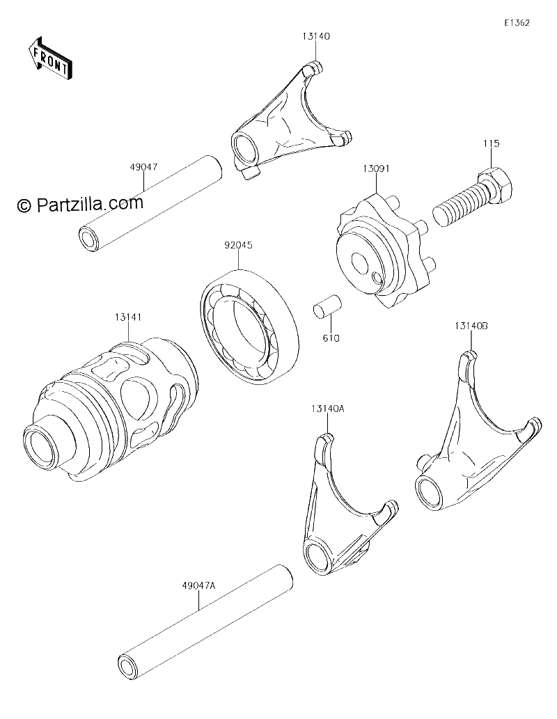 Diagrama de GEAR CHANGE DRUM SHIFT FORK S