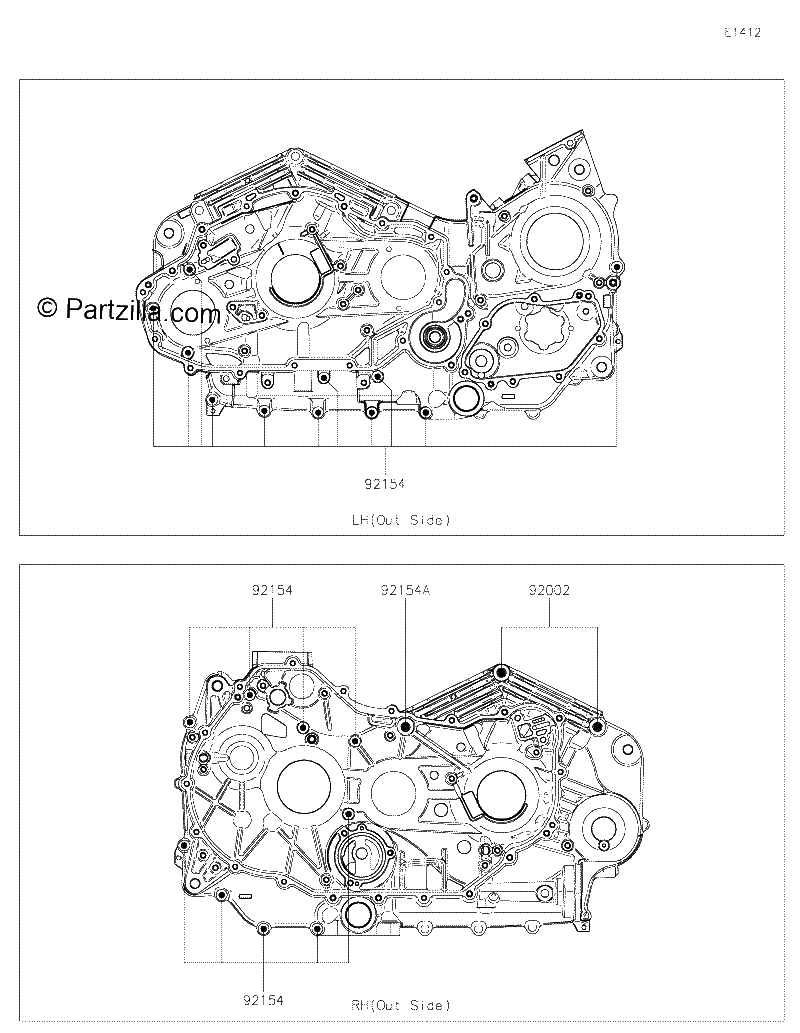 Diagrama de CRANKCASE BOLT PATTERN