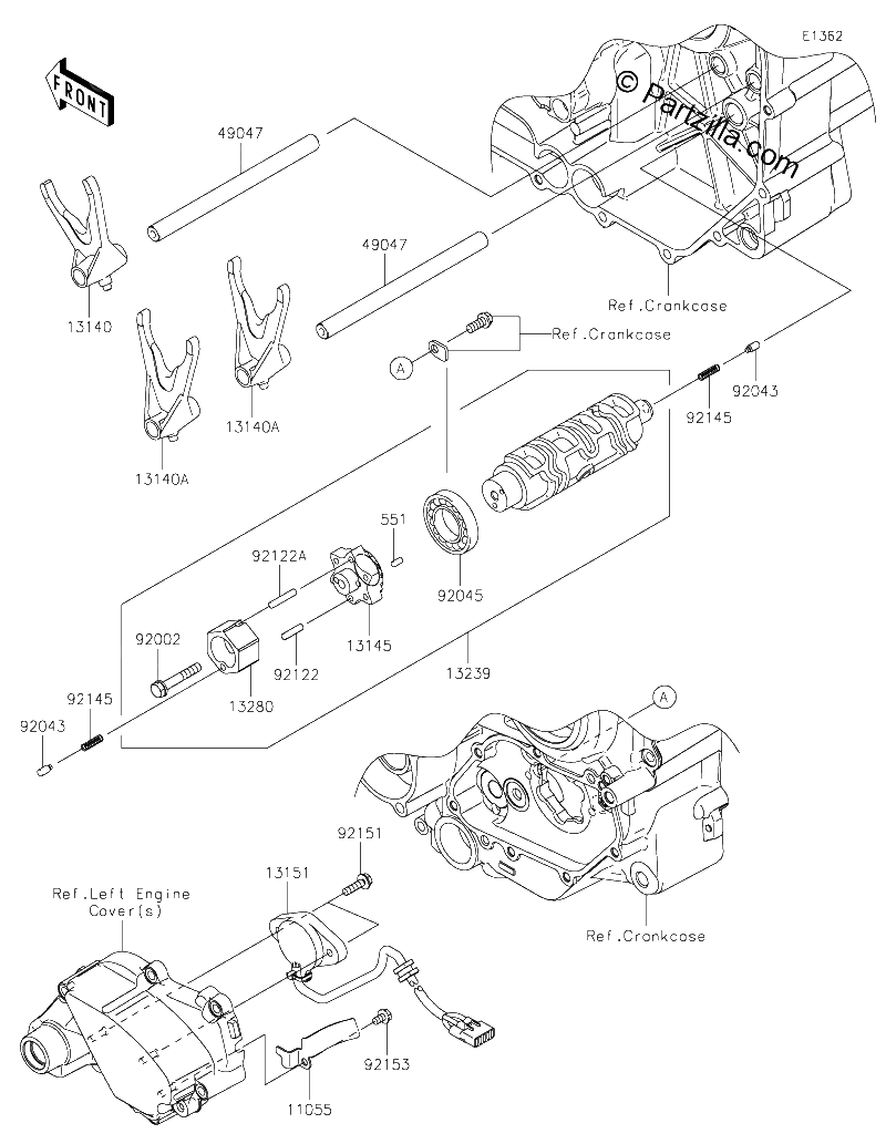Diagrama de GEAR CHANGE DRUM SHIFT FORK S