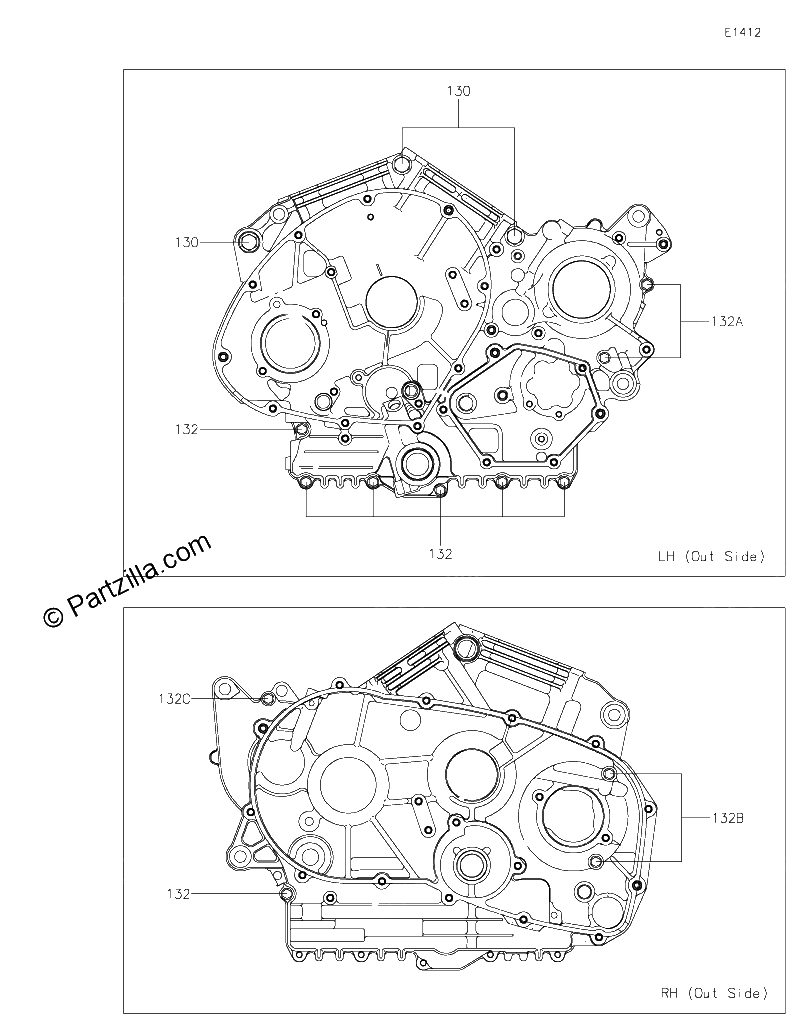 Diagrama de CRANKCASE BOLT PATTERN