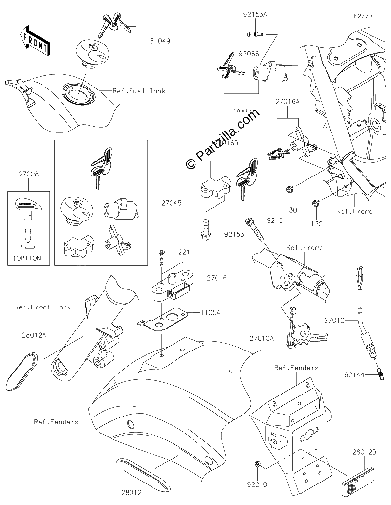 Diagrama de IGNITION SWITCH LOCKS REFLECTORS
