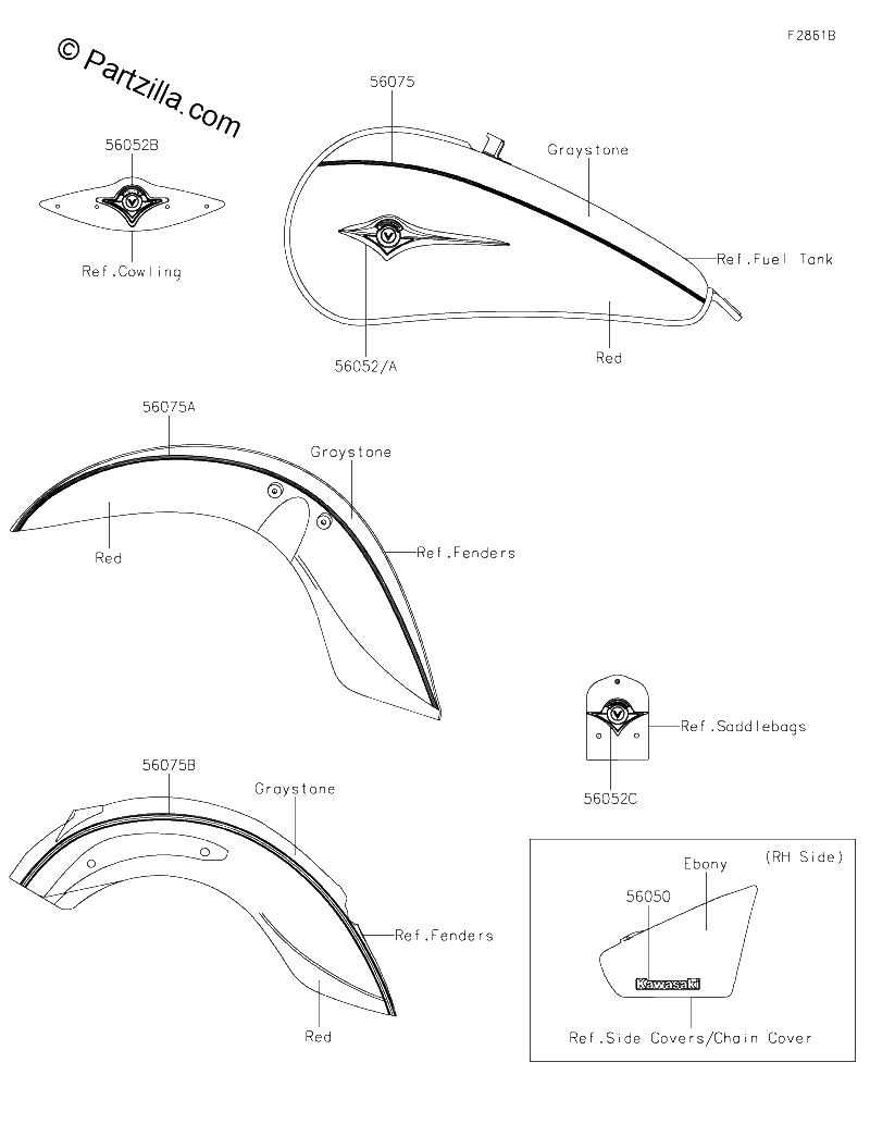 Diagrama de DECALS GRAYSTONE RED DJF