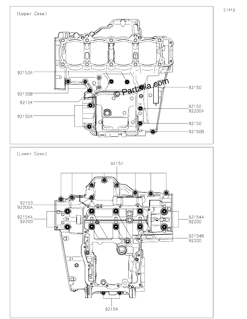 Diagrama de CRANKCASE BOLT PATTERN