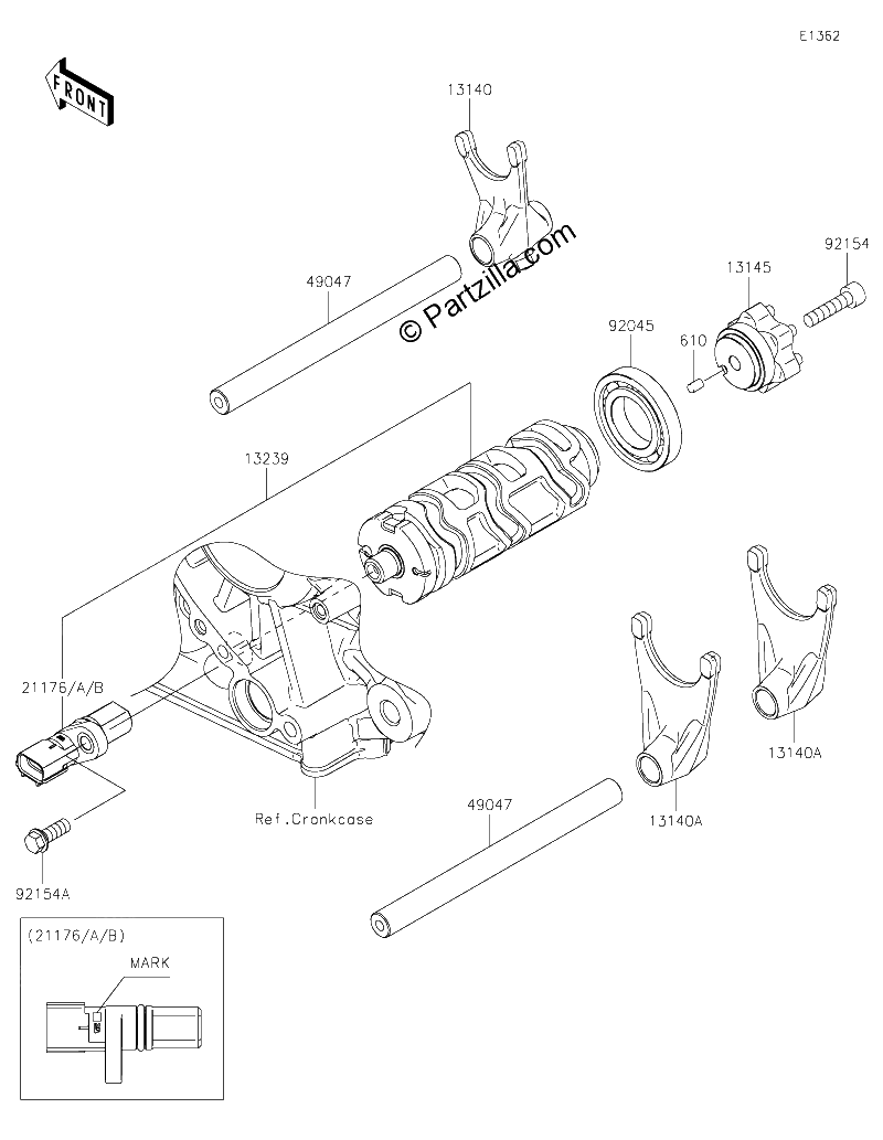 Diagrama de GEAR CHANGE DRUM SHIFT FORK S