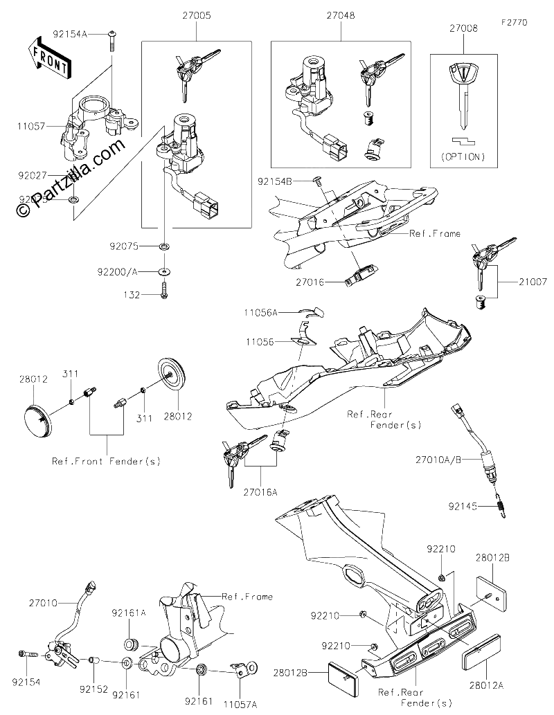 Diagrama de IGNITION SWITCH LOCKS REFLECTORS