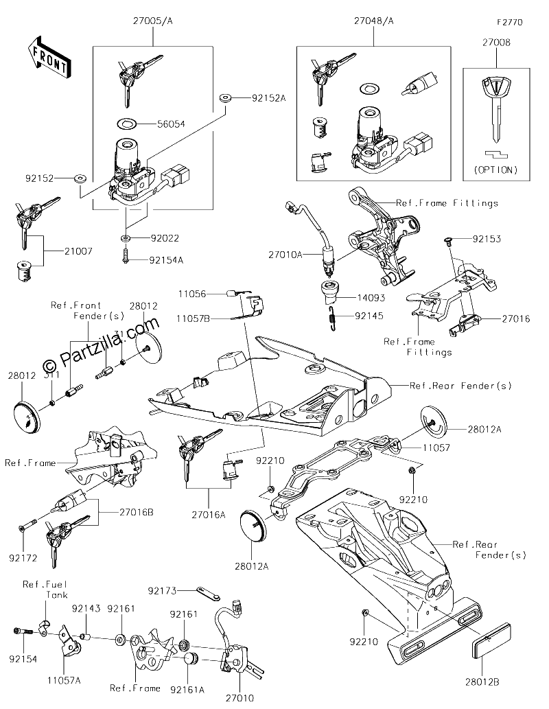 Diagrama de IGNITION SWITCH LOCKS REFLECTORS